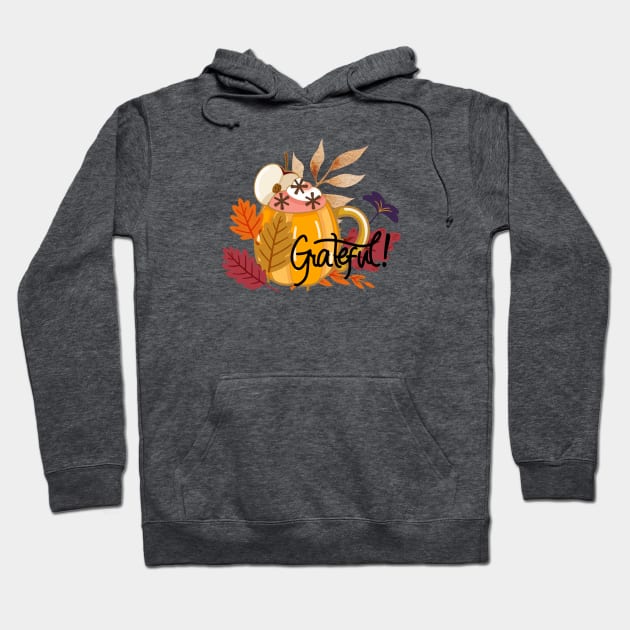 Grateful! with a pumpkin shaped mug Hoodie by MCsab Creations